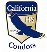 logo for California High School featuring condor in blue and gold
